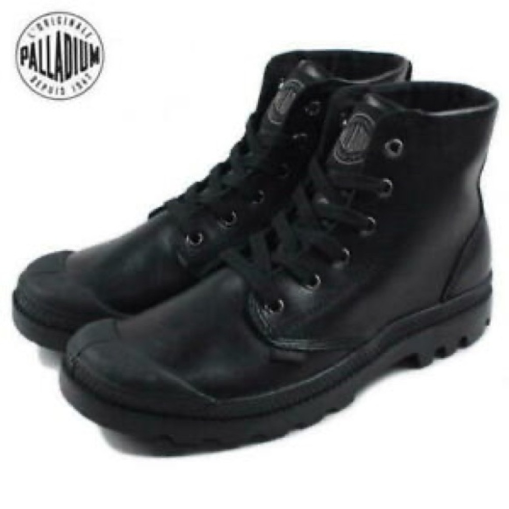 Black leather palladium sneaker boots